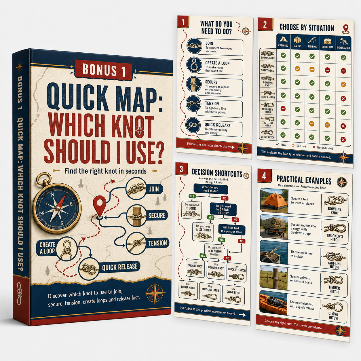 Quick Reference Map bonus mockup showing which knot to use